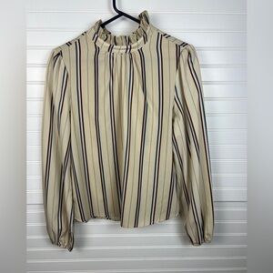 TV SET USED Striped Cream Long Sleeve Women's Top